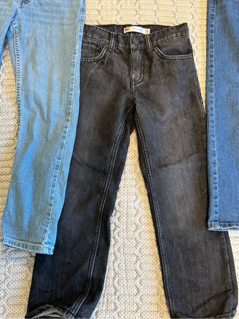 Levi's Boys' Light Blue, Dark Blue & Black Straight Jeans Trio - Picture 7 of 12